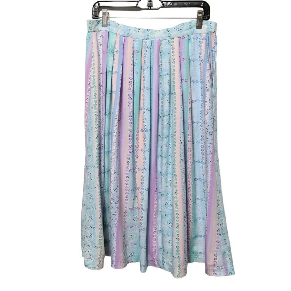 VINTAGE Alfred Dunner Animal Print Pastel Midi Skirt 10